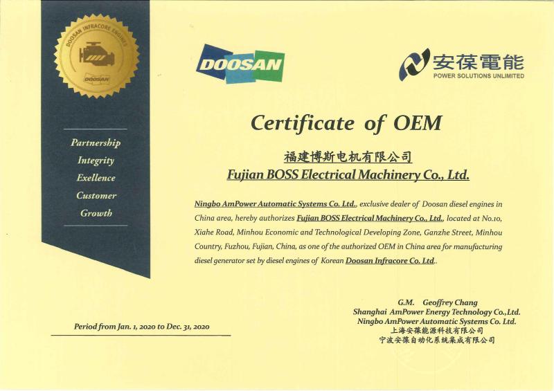 DOOSAN OEM - FUJIAN BOSS ELECTRICAL MACHINERY CO.,LTD.