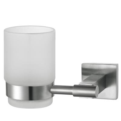 China Sturdy Hotel Bathroom Toothbrush Holder With Frosted Glass Cup for sale