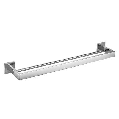 China OEM Chrome 24 Inch Towel Bar Square SUS304 Heavy Double Bar Towel Rack for sale
