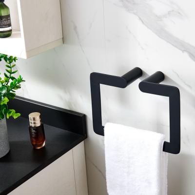 China ODM Black Bathroom Towel Rings Hand Towel Holder Wall Mounted for sale