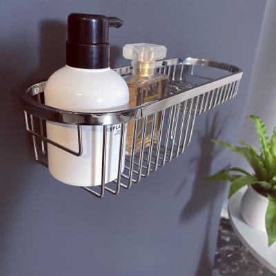 China Wall Mounted Stainless Steel Basket Holder Plastic Storage Organizer Rack For Bathroom Accessories for sale