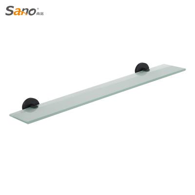 China Black Bathroom Accessories Shelves 304 Stainless Steel Glass Bathroom Wall Shelf for sale
