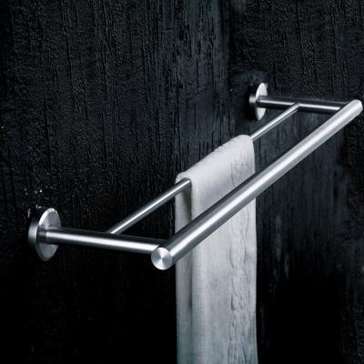 China 24 Inch Bathroom Double Towel Bar Brushed Chrome Finish 304 Wall Mounted Shower Caddy for sale