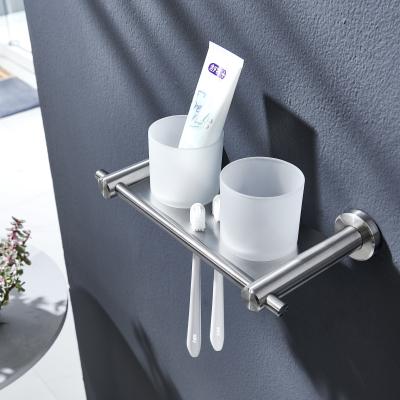 China Luxury Double Toothbrush Tumbler Holder SUS304 Bathroom Accessories Set for sale