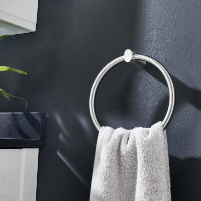 China Round Brushed Nickel Hand Towel Holder SUS 304 Stainless Steel Wall Mounted for sale