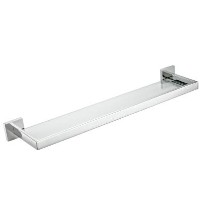 China Wall Mount SUS304 Stainless Steel Bathroom Stand Satin Tempered Glass Shelf for sale