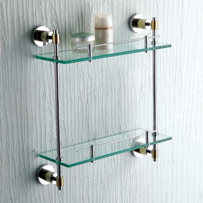 China Scratch Resistant Bathroom Accessories Shelves Double Corner Glass Shelf Brackets for sale