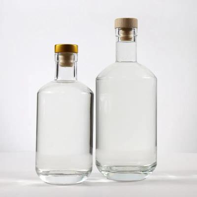 China Collar Glass 750ml 500ml 375ml 200ml 100ml Vodka Spirit Gin Rum Liquor Bottle for Cosmetic for sale