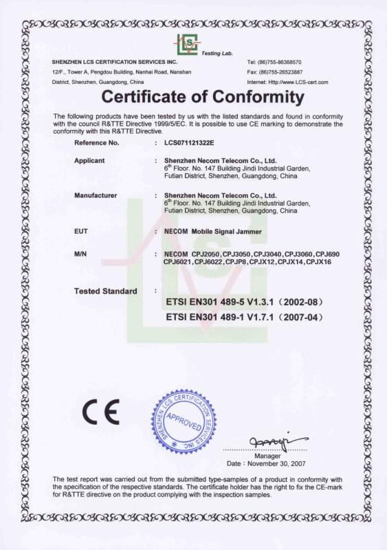 CE - ShenZhen Necom Telecommunication Technologies Co., Ltd.
