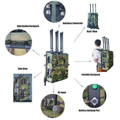 China High Power Backpack Cell Phone Signal Jammer 4G Cell Phone Jammer VIP Protection for sale