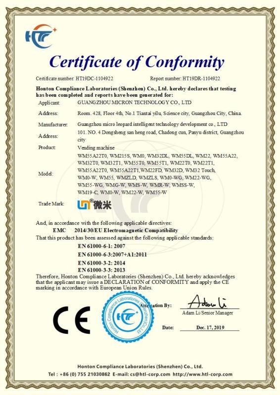 CE (EMC) - Guangzhou Micron Vending Technology Co.,Ltd