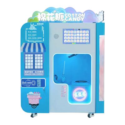 China Micron Street Food Business Cotton Candy Vending Machine With 32 Fruit Flavor And Flower Shape for sale