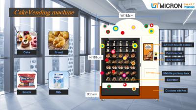 China Cupcake Salad Automatic Vending Machine Middle Pick Up With Elevator Conveyor Belt And Touch Screen for sale