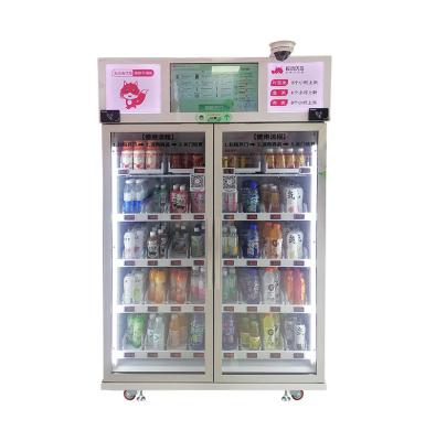 China WIFI 4G Smart Fridge Vegetable Fruit Snack Drink Vending Machine In Supermarket for sale