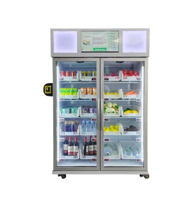China Fruit Vegetable Smart Fridge Vending Machine With Advertising Screen And Big Capacity Vending Machine for sale