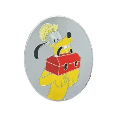 China Custom Enamel Pin Cartoon Security Badge Metal Plating Tinted Printed Metal Badges for sale