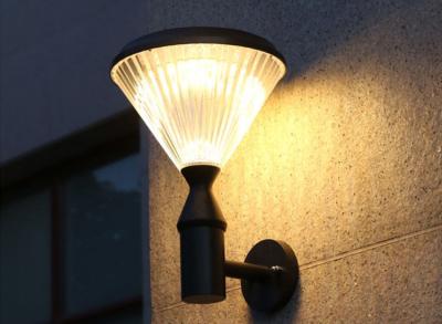China Diamond Cover Solar Wall Lights Outdoor Waterproof Solar Modern Style Simple Garden Villa LED Wall Lamp for sale