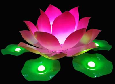 China LED Acrylic lotus lamp Floating Simulation lotus shape Landscape lotus lamp Waterscape lighting lamp for sale