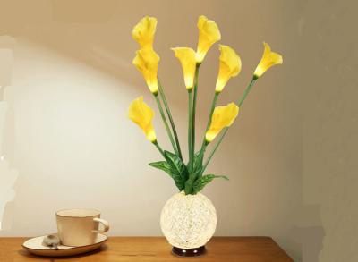 China Calla lily vase light hotel small night light indoor living room bedroom simulation flower LED decoration light for sale