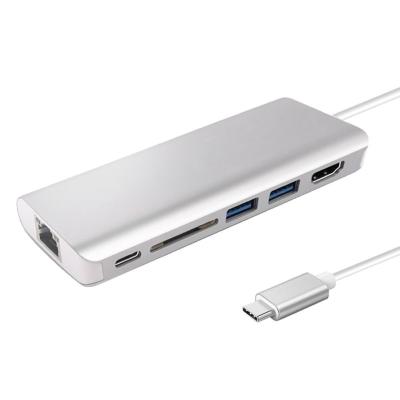 China 6-in-1 USB-C 3.1 Hub adaptor with Type-C Power Delivery PD SD/MicroSD Card Reader for sale