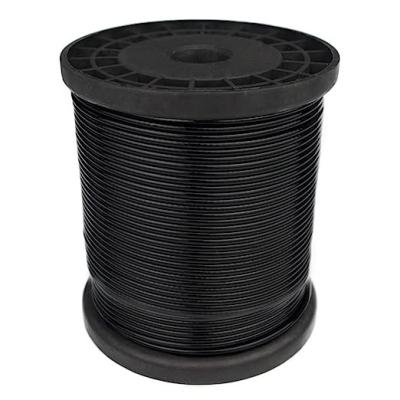 China Topone 200Ft Black Vinyl Coated Wire Rope 1/16 Inch Coated To 3/32 Inch 304 Stainless Steel For String Lights Hanging, for sale