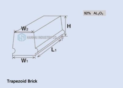 China 60mm 92% Alumina Ceramic Lining / Refractory High Alumina Bricks Super Hardness for sale