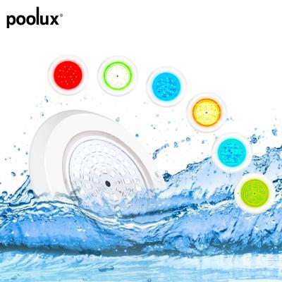 China Poolux Edison Chip 100% RGB WiFi Waterproof Resin Filled IP68 DC12V Swimming Pool Phone PC Cover Slim 10mm LED Li Swimming Pool for sale