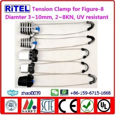 China 3KN high strength anchor tension clamp for Figure-8 fiber optic cable PAM-05, PA-06, PA-07 for sale