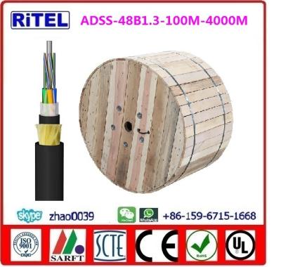 China ADSS layer-stranded fiber optic cable ADSS-48C, 100M SPAN, DOUBLE PE SHEATH for sale