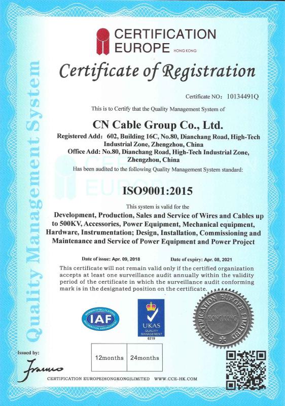 ISO 9001 - CN Cable Group Co., Ltd.