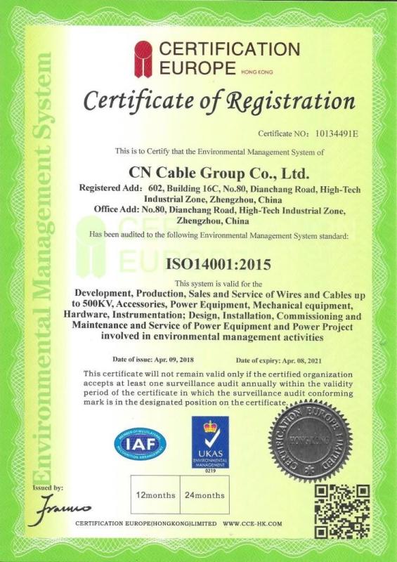 ISO 14001 - CN Cable Group Co., Ltd.
