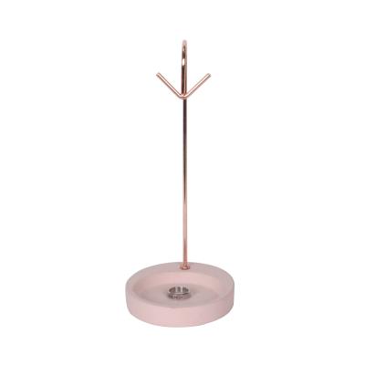 China Decoración rosada concreta del hogar del cemento del estante del tenedor/del metal de la joyería de la pequeña bandeja en venta