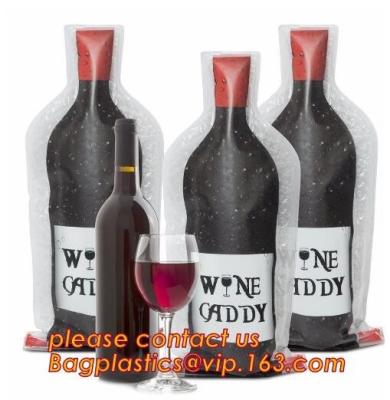 China Zip sealed liquor bubble bags bottle protector Travelling liquor bubble sleeves air wine bubble bags Zipped bottom plast for sale