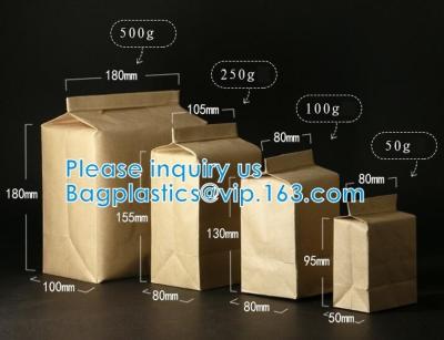 China Kraft Paper Side Gusset Bag Open Top Heat Sealing For Snack Cookie Tea Take Out for sale