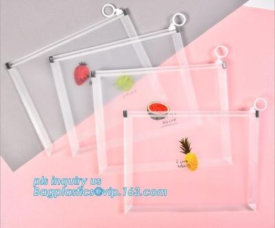 China Custom Packaging Clear PVC Jelly Bag with Plastic Slider k PVC Storage Cosmetics Packing Bag, white logo small pla for sale