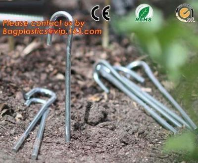 China garden pegs, garden pegs, gardening pegs, ground pins, Flat point garden staples, U shaped turf nails, turf pins,Horticu for sale