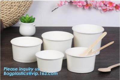 China Taza caliente de papel disponible de la sopa con la tapa plana de papel, bagease caliente plástico disponible de las tazas de la sopa del envase microwaveable de la tienda de delicatessen en venta