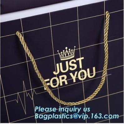 China Luxury Black Card UV Hot Stamping Customized Logo Paper Carrier Bags Underware Jewelry Clothing, bagplastics, bagease for sale