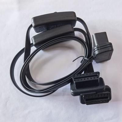China Flat Ribbon Obdii Splitter Cable , Y Splitter Obd Diagnostic Cable With Switch for sale