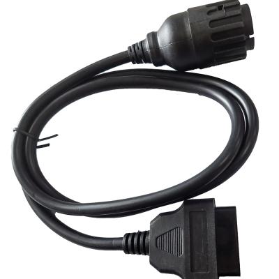 China 12V 24V OBD2 Truck Diagnostic Cables 10 Pin Adapter For Automotive Industries for sale