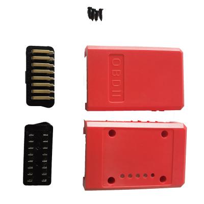 China New Assembled Red Housing J1962 16 Pin OBDII Gold Plated Bent Pin Male Connector Plug With Assembled Female for sale