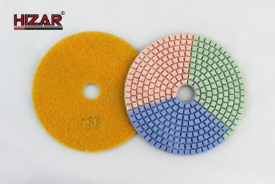 China 3-Color 4 Inch Diamond Wet Polishing Pads For Polishing Marble Granite Concrete Floor for sale