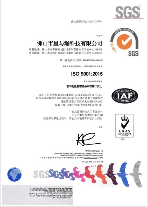 ISO - Foshan Xinghehan Technology Co., Ltd.