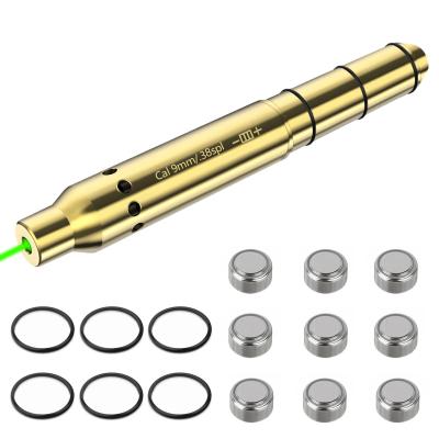 China 540nm Brass Bore Sight 9mm Green Laser Boresighter With 9 Batteries en venta