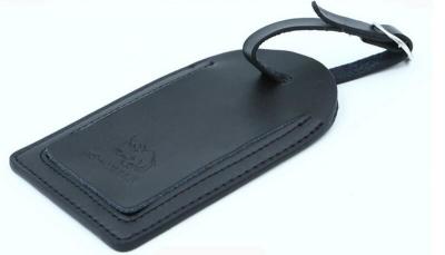 China Black Cow Splited Leather Suitcase Luggage Tags Custom Logo Acceptable for sale