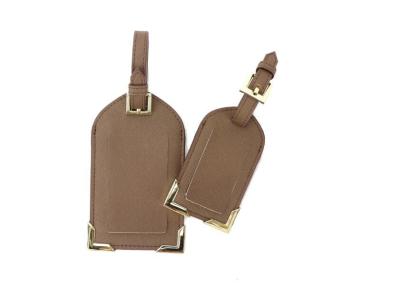 China Genuine Nappa Leather Promotional Luggage Tags 11x7cm For Business Trip for sale
