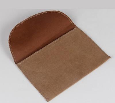 China Minimalist Brown Velvet Pouch Wallet Envelope Type With Custom Printed Logo for sale
