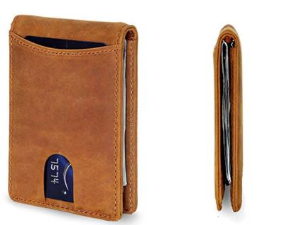 China Cartera de cuero elegante minimalista/cartera del clip del dinero con el bolsillo delantero en venta