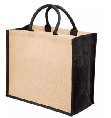 China Hessian Burlap Promotional Shopping Bags , Plain Jute Beach Tote Bag for sale