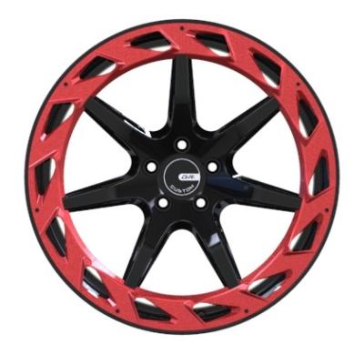 China Red Ring Gloss Black Custom Forged Wheels 6061 T6 Alloy 24x10 Rims for sale